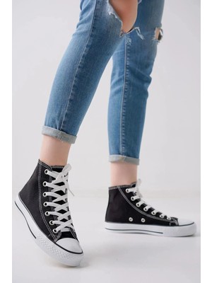 Liarca Chuckline Kadın Erkek Yüksek Bilek Kanvas Bez Rahat Taban Bağcıklı Spor Ayakkabı