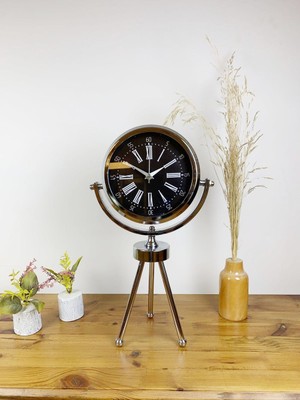 NW NessiWorld Krom Metal Mini Tripod Roma Rakamlı Masa Saati 45×26 cm