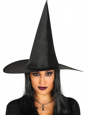 NW NessiWorld Yetişkin Boy Siyah Cadı Şapkası ve Uzun Siyah Cadı Peruğu