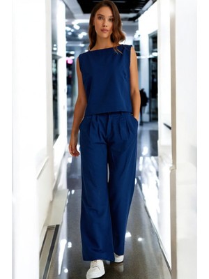 Rahat Yazlık Kolsuz Alt Üst Keten Takım