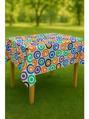 Masa Örtüsü & Piknik Örtsü -Raşel Kumaş 120 cm x 160 cm -Çok Renkli Desenli