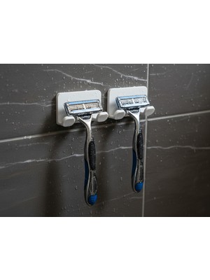 Hediyehanem 2 Adet Tıraş Bıçağı Düzenleyici Yapışkanlı Banyo Jilet Asma Aparatı Organizeri