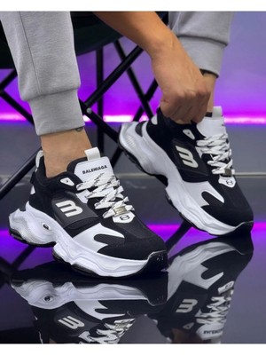 Liarca Urban Motion Siyah Beyaz Kalın Taban Sneaker Siyah