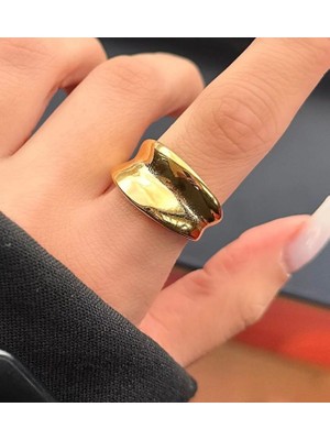 Linda Shop Altın Renk Ayarlanabilir Çelik Yüzük