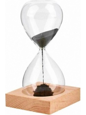 NW NessiWorld Mıknatıslı Cam Kum Saati – Dekoratif Metal Tabanlı, Manyetik Kum Akışlı Masaüstü Zaman Ölçer