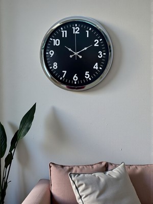 NW NessiWorld Modern 40 cm Metal Krom Standart Duvar Saati