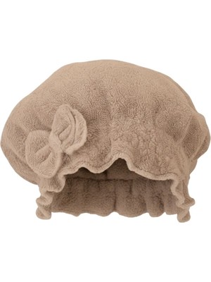 NW NessiWorld Saç Kurulama Banyo Duş Bonesi – %100 Pamuk , Fiyonklu Kahverengi