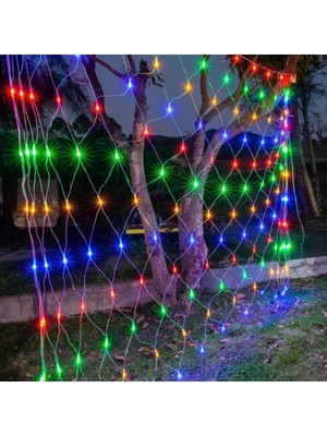 NW NessiWorld Buffer® 1x2 Metre Dekoratif File Ağ Perde 192 LED 8 Animasyonlu Farklı Işık Modu Rgb Fişli