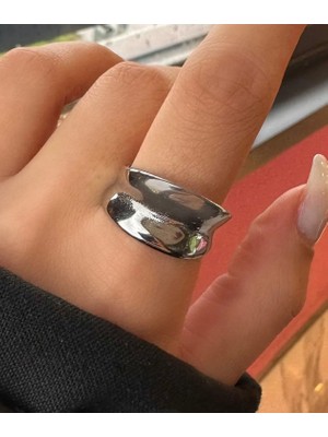 Linda Shop Gümüş Renk Ayarlanabilir Çelik Yüzük