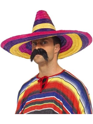 NW NessiWorld Sombrero Meksika Şapkası Renkli Örme Hasır Yetişkin Boy