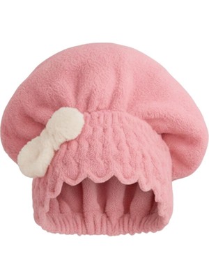 NW NessiWorld Saç Kurulama Banyo Duş Bonesi – %100 Pamuk , Fiyonklu Pembe