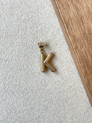 Rupen Kraft 14 Ayar Altın Balon Harf K Kolye Ucu Altın Balon K Harfi Altın Kolye Ucu Altın Harf
