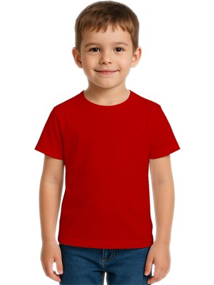 Sedirli Unisex Düz Renkli Çocuk Tişört Pamuklu Penye Kumaş