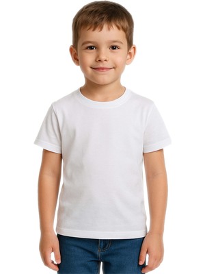 Sedirli Unisex Düz Renkli Çocuk Tişört Pamuklu Penye Kumaş