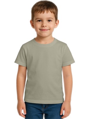 Sedirli Unisex Düz Renkli Çocuk Tişört Pamuklu Penye Kumaş