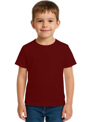 Sedirli Unisex Düz Renkli Çocuk Tişört Pamuklu Penye Kumaş