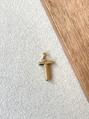 Rupen Kraft 14 Ayar Altın Balon Harf T Kolye Ucu Altın Balon T Harfi Altın Kolye Ucu Altın Harf