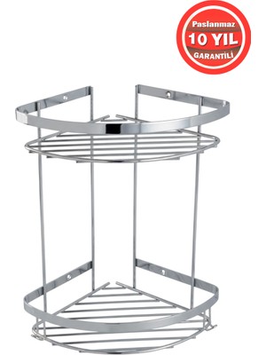 Banyom Home Clk Paslanmaz Çelik SUS304 Kalite Zerrin 2'li Şampuanlık Banyo Rafı