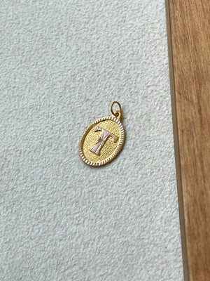 Rupen Kraft 14 Ayar Altın Oval Harf T Kolye Ucu Altın Oval T Harfi Kolye Ucu Altın Harf Altın Uç