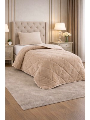 "yastık Kılıfı Hediyeli" Tek Kişilik Çift Taraflı 155X215 Lüx Welsoft Yorgan Gri