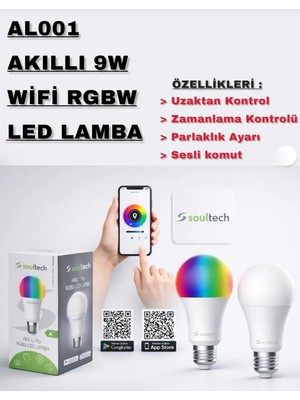 Azurtech Akıllı Rgb LED Ampul Wi-Fi 16M Renk, Uzaktan Kontrol ve Sesli Asistan Uyumlu
