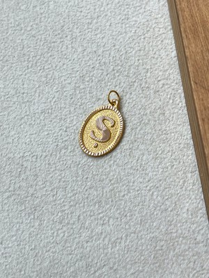 Rupen Kraft 14 Ayar Altın Oval Harf Ş Kolye Ucu Altın Oval Ş Harfi Kolye Ucu Altın Harf Altın Uç