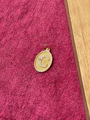 Rupen Kraft 14 Ayar Altın Oval Harf C Kolye Ucu Altın Oval C Harfi Kolye Ucu Altın Harf Altın Uç