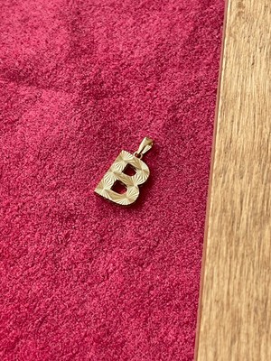 Rupen Kraft 14 Ayar Gramajlı Altın Kolye Ucu Füzyon 3 Boyutlu B Harfi Altın Kolye Ucu