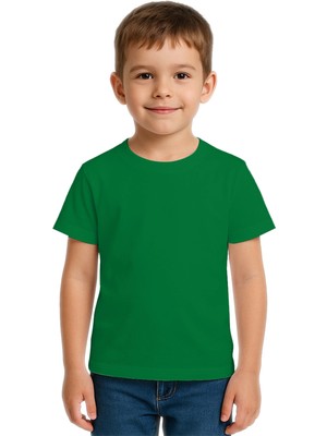Sedirli Unisex Düz Renkli Çocuk Tişört Pamuklu Penye Kumaş