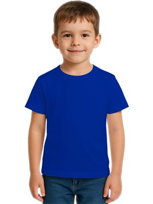 Sedirli Unisex Düz Renkli Çocuk Tişört Pamuklu Penye Kumaş