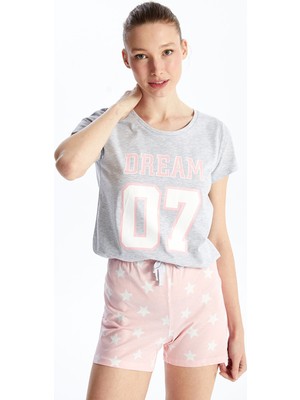 Lc Waikiki Yeni Sezon Bisiklet Yaka Baskılı Kısa Kollu Kadın Şortlu Pijama Takımı