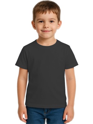 Sedirli Unisex Düz Renkli Çocuk Tişört Pamuklu Penye Kumaş