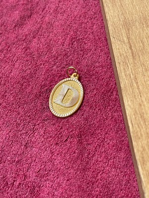 Rupen Kraft 14 Ayar Altın Oval Harf D Kolye Ucu Altın Oval D Harfi Kolye Ucu Altın Harf Altın Uç