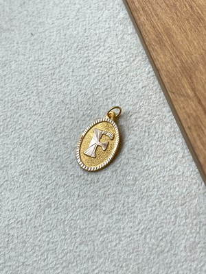 Rupen Kraft 14 Ayar Altın Oval Harf F Kolye Ucu Altın Oval F Harfi Kolye Ucu Altın Harf Altın Uç