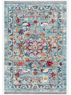Kilim Home Marss 2165 Renkli Çiçek Desenli Yıkanabilir Kaymaz Tabanlı Salon Halısı, Koridor ve Mutfak Halısı