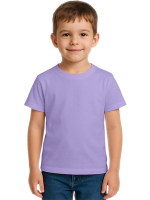 Sedirli Unisex Düz Renkli Çocuk Tişört Pamuklu Penye Kumaş