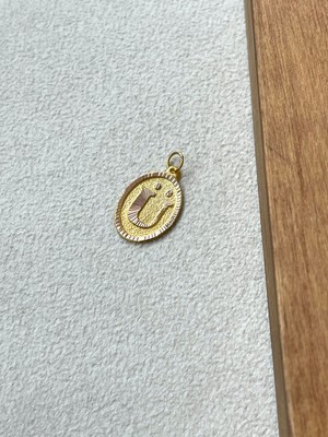 Rupen Kraft 14 Ayar Altın Oval Harf Ü Kolye Ucu Altın Oval Ü Harfi Kolye Ucu Altın Harf Altın Uç