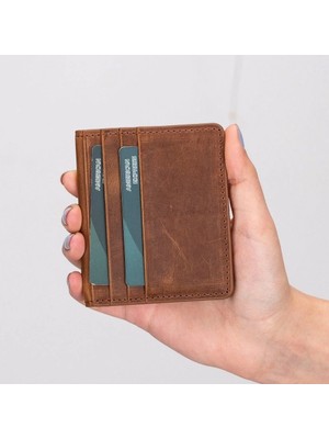 Flamex Robin Deri Kartlık Cüzdan G2 Antik Kahve