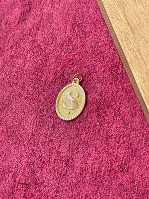 Rupen Kraft 14 Ayar Altın Oval Harf Ş Kolye Ucu Altın Oval Ş Harfi Kolye Ucu Altın Harf Altın Uç