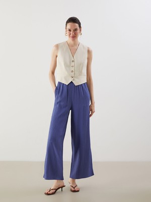 Lc Waikiki Yeni Sezon Beli Lastikli Dokulu Kadın Pantolon