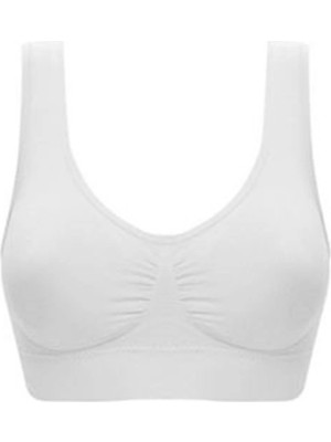 Ynt İthalat Beyaz Dikişsiz Kadın Pedli Sütyen Korse - 704