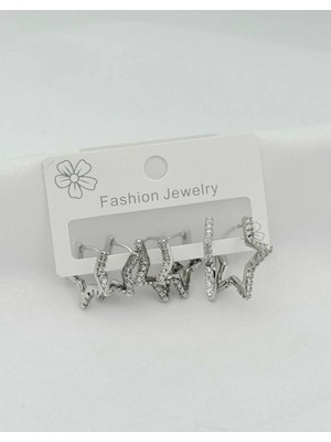 Çelik Yıldız Set Küpe