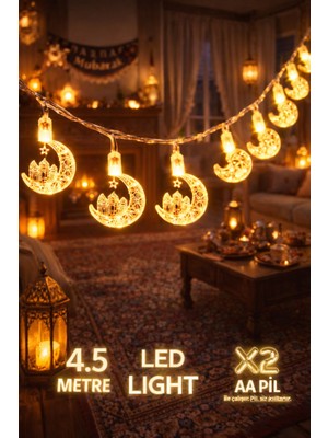 Pairla 4,5 Metre Ramazan Temalı LED Işıklı Süsleme Seti Ramazan Süsleri, Ramazan Hediyem Ramazan Süsü