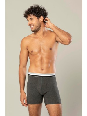 Erdem Erkek Çizgili Lastikli Pamuklu 6'lı Paket Uzun Boxer 1415