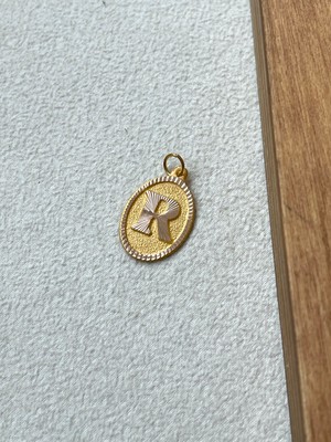 Rupen Kraft 14 Ayar Altın Oval Harf R Kolye Ucu Altın Oval R Harfi Kolye Ucu Altın Harf Altın Uç