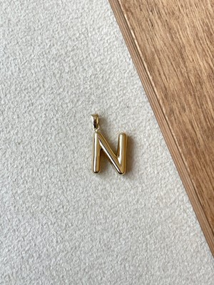 Rupen Kraft 14 Ayar Altın Balon Harf N Kolye Ucu Altın Balon N Harfi Altın Kolye Ucu Altın Harf