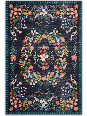 Kilim Home Mars 2184 Lacivert Botanik Floral Çiçeksi Modern ve Country Stil Dokuma Taban Halı