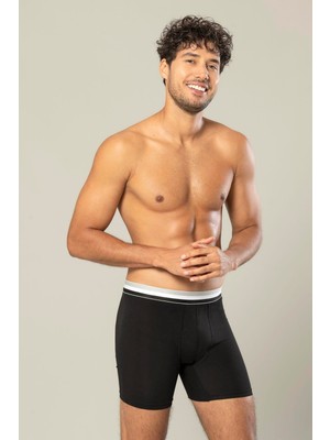 Erdem Erkek Çizgili Lastikli Pamuklu 6'lı Paket Uzun Boxer 1415