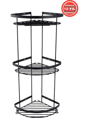 Banyom Home Clk Paslanmaz Çelik SUS304 Kalite Zerrin 3'lü Şampuanlık Banyo Rafı