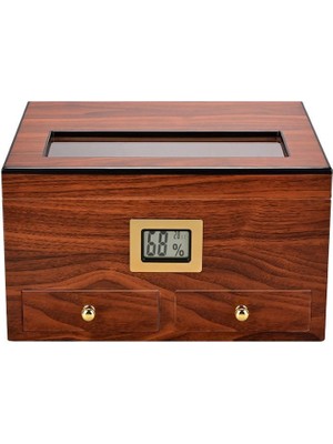 Falconetti Sedir Ağacı Camlı Çekmeceli Humidor Puro Kutusu RC56
